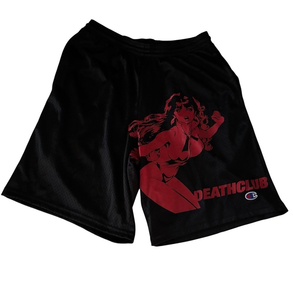 Champion Death Club Anime Mesh Shorts Black Red Graphic Streetwear Men S